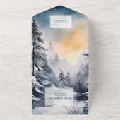 Invitation Tout En Un Mariage rustique de l'arbre de pin aquarelle (Dehors)