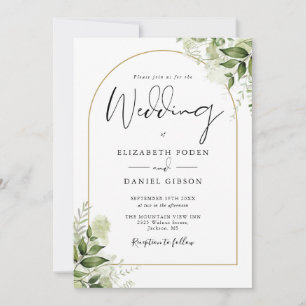 Invitation Tout en Un Mariage Rustique de Verdure d'Or Arche