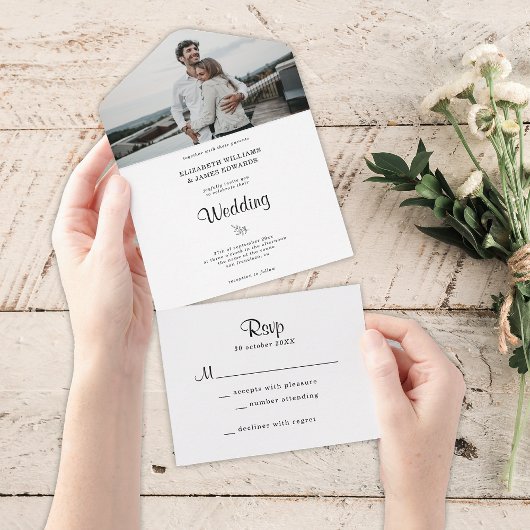 Invitation Tout En Un Mariage rustique élégant simple