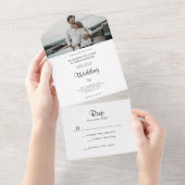 Invitation Tout En Un Mariage rustique élégant simple (Déchirure)