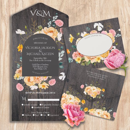 Invitation Tout En Un Mariage Rustique Floral Garden