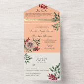 Invitation Tout En Un Mariage Rustique Floral Peach Fuzz (À l'intérieur)