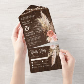 Invitation Tout En Un Mariage Rustique Grange Bois Terre Floral Boho Pam (Déchirure)