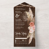 Invitation Tout En Un Mariage Rustique Grange Bois Terre Floral Boho Pam (À l'intérieur)