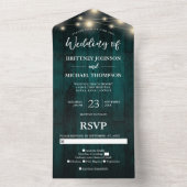 Invitation Tout En Un Mariage Rustique Turquoise à cordes de bois (À l'intérieur)