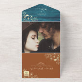 Invitation Tout En Un Mariage Sarcelle et Terracotta (Dehors)