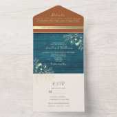 Invitation Tout En Un Mariage Sarcelle et Terracotta (À l'intérieur)