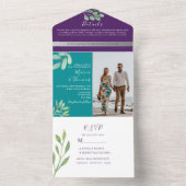 Invitation Tout En Un Mariage Sarcelle et Violet (À l'intérieur)