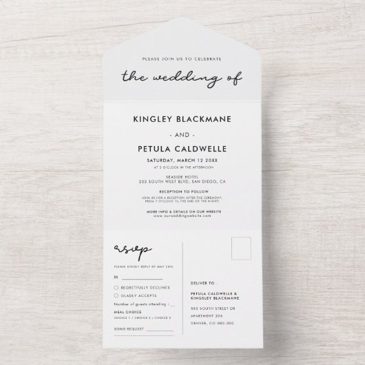 Invitation Tout En Un Mariage simple (À l'intérieur)