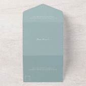 Invitation Tout En Un Mariage simple bleu muté élégant (Dehors)