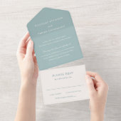 Invitation Tout En Un Mariage simple bleu muté élégant (Déchirure)
