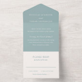 Invitation Tout En Un Mariage simple bleu muté élégant (À l'intérieur)
