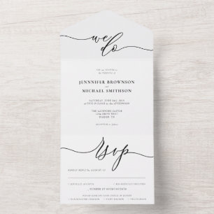 Invitation Tout En Un Mariage Simple Calligraphie