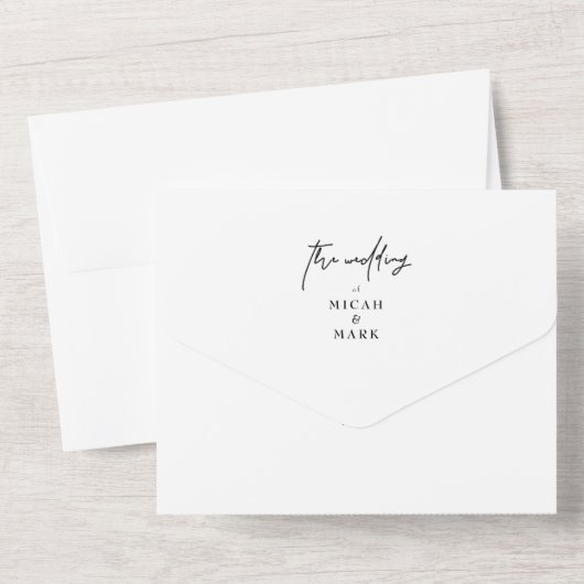 Invitation Tout En Un Mariage simple de feuillage à main (Verso)
