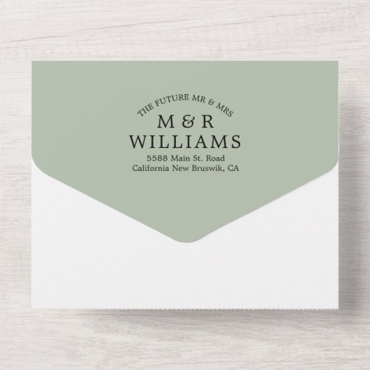 Invitation Tout En Un Mariage simple Emerald Floral Botanique Eucalyptus (Verso)