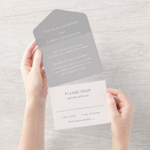 Invitation Tout En Un Mariage simple gris élégant