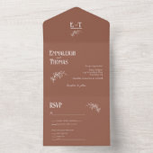 Invitation Tout En Un Mariage simple moderne Caliente Cocoa (À l'intérieur)