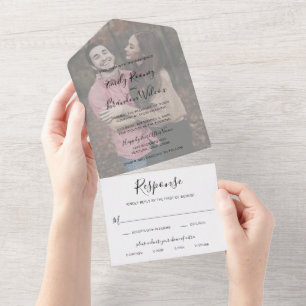 Invitation Tout En Un Mariage simple moderne photo élégant