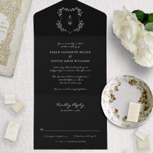 Invitation Tout En Un Mariage Simple Noir