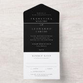 Invitation Tout En Un Mariage Simple Noir Classique (À l'intérieur)