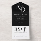 Invitation Tout En Un Mariage simple noir et blanc minimal (À l'intérieur)