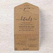 Invitation Tout En Un Mariage Simple Script Kraft Campagnard (Dehors)