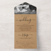 Invitation Tout En Un Mariage Simple Script Kraft Campagnard (À l'intérieur)