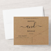 Invitation Tout En Un Mariage Simple Script Kraft Campagnard (Verso)