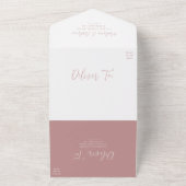 Invitation Tout En Un Mariage Simple Script Rose Poussiéreuse (Dehors)