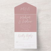 Invitation Tout En Un Mariage Simple Script Rose Poussiéreuse (À l'intérieur)
