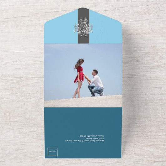 Invitation Tout En Un Mariage Sky Blue chic (Dehors)