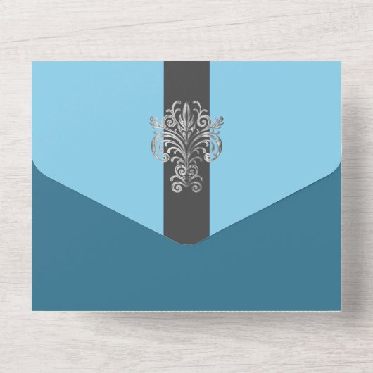 Invitation Tout En Un Mariage Sky Blue chic (Verso)