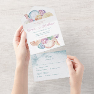 Invitation Tout En Un Mariage sous-marin à l'aquarelle sur le thème de l