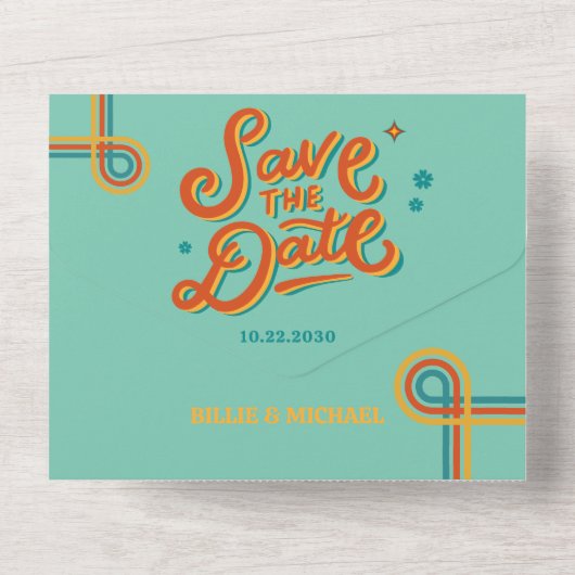 Invitation Tout En Un Mariage Super rétro (Verso)