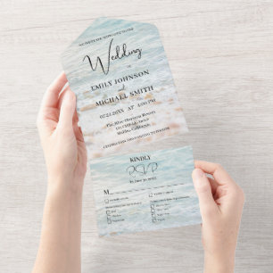 Invitation Tout En Un Mariage sur la côte océanique ensoleillée