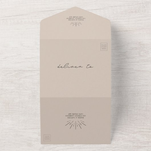 Invitation Tout En Un Mariage Tan Arch RSVP QR Tout en un (Dehors)