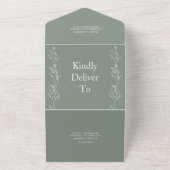 Invitation Tout En Un Mariage tendance blanc et vert (Dehors)
