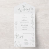 Invitation Tout En Un Mariage tendance blanc et vert (À l'intérieur)