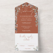 Invitation Tout En Un Mariage Terracotta Floral Greenery Écriture (À l'intérieur)