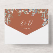 Invitation Tout En Un Mariage Terracotta Floral Greenery Écriture (Verso)