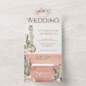 Invitation Tout En Un Mariage Terre Cuite & Cactus (À l'intérieur)