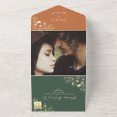 Invitation Tout En Un Mariage Terre Cuite et Vert Olive (Dehors)