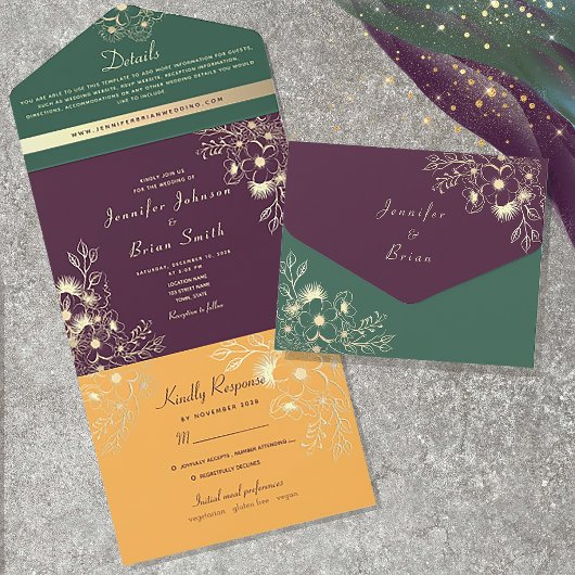 Invitation Tout En Un Mariage Tons de Joaillerie