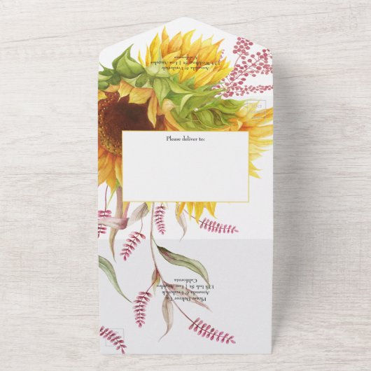Invitation Tout En Un Mariage tournesol (Dehors)