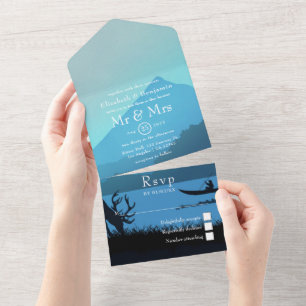 Invitation Tout En Un Mariage tout compris en forêt boisée au bord d'un