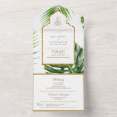 Invitation Tout En Un Mariage tout-en-1 NIKAH WALLIMAH Gold Tropical All (À l'intérieur)