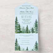 Invitation Tout En Un Mariage Tout en Un Sapin Vert Bleu (À l'intérieur)
