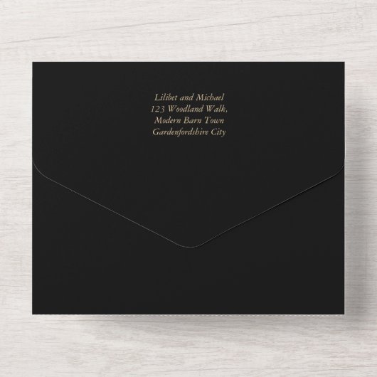 Invitation Tout En Un Mariage tout inclus Black Gold élégant RSVP (Verso)