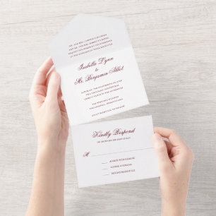Invitation Tout En Un Mariage traditionnel de Bourgogne élégant et forme