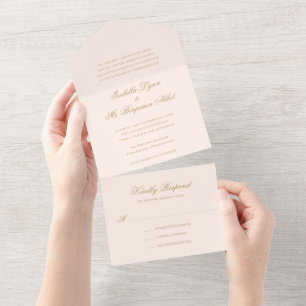 Invitation Tout En Un Mariage traditionnel rose rose vif Formal élégant